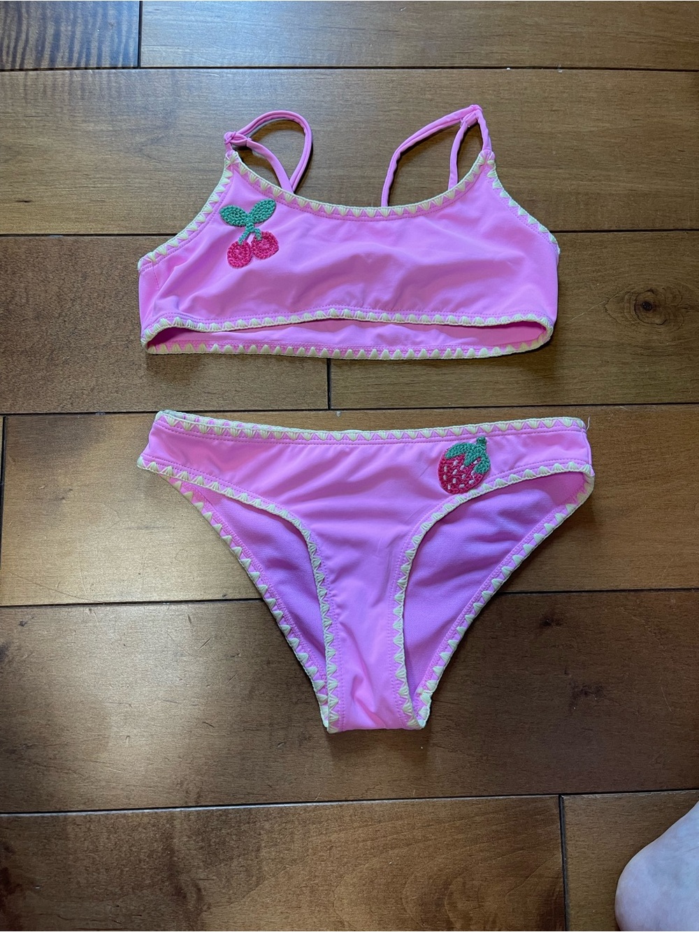 Zara Kids Pink Two-Piece Bikini with Fruit Appliqués